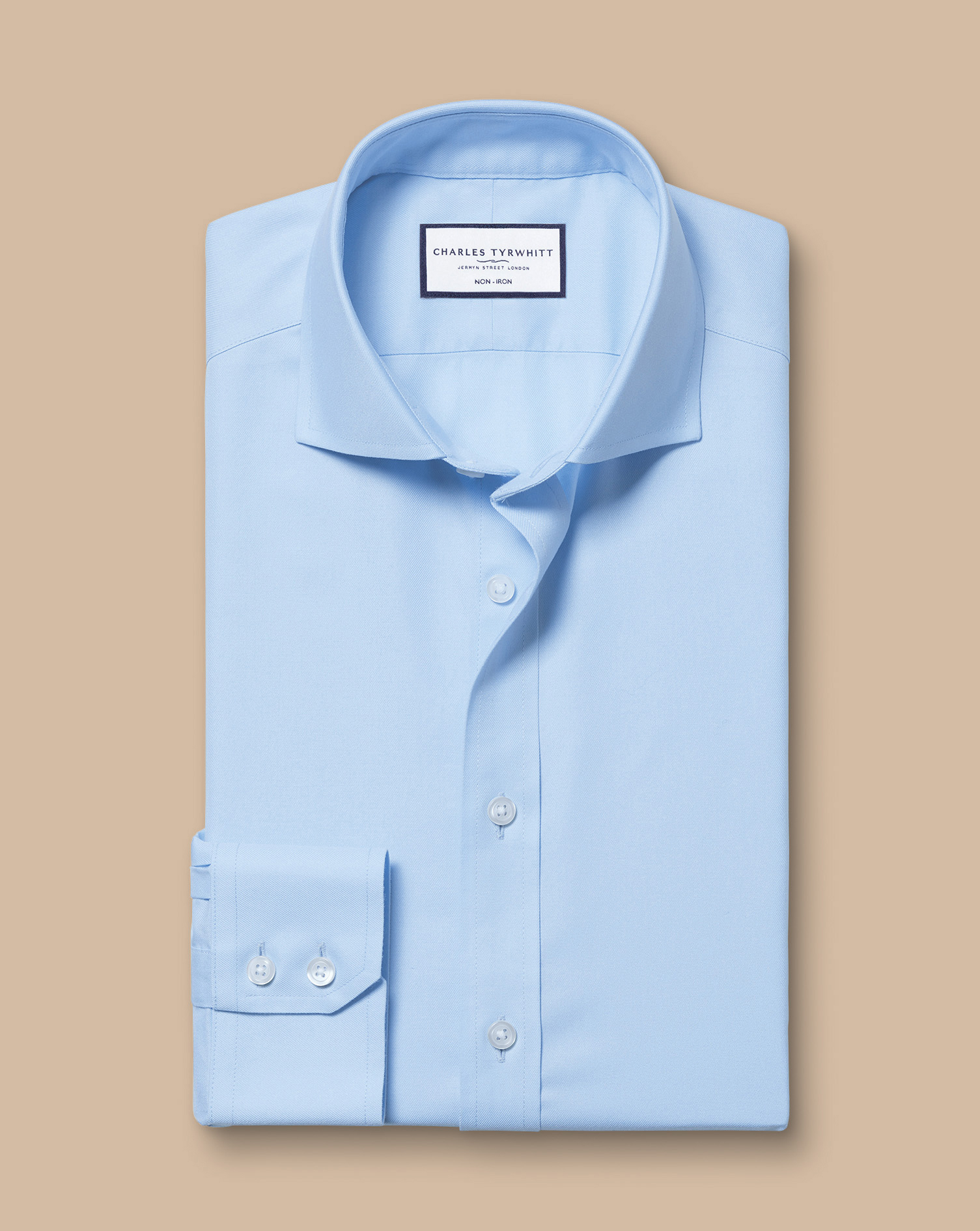 Cutaway Collar Non-Iron Twill Shirt - Sky Blue